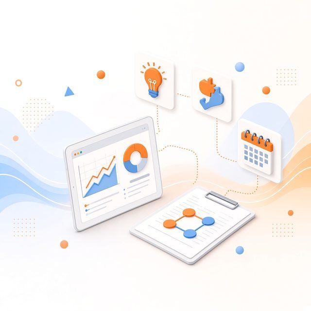 Business technology planning with growth dashboard and project roadmap